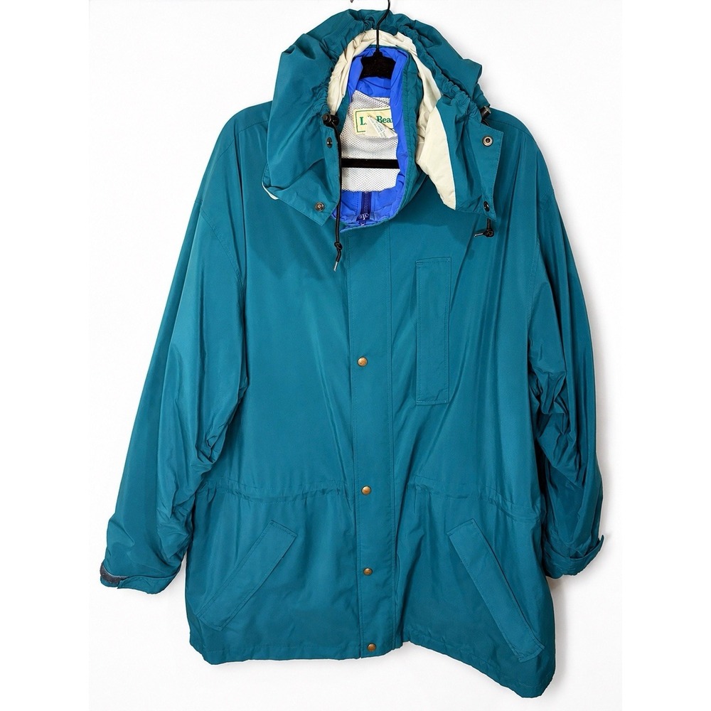 Vintage L.L.Bean Gore-Tex Rain Jacket Parka Mens XXL Teal Hooded Waterproof
